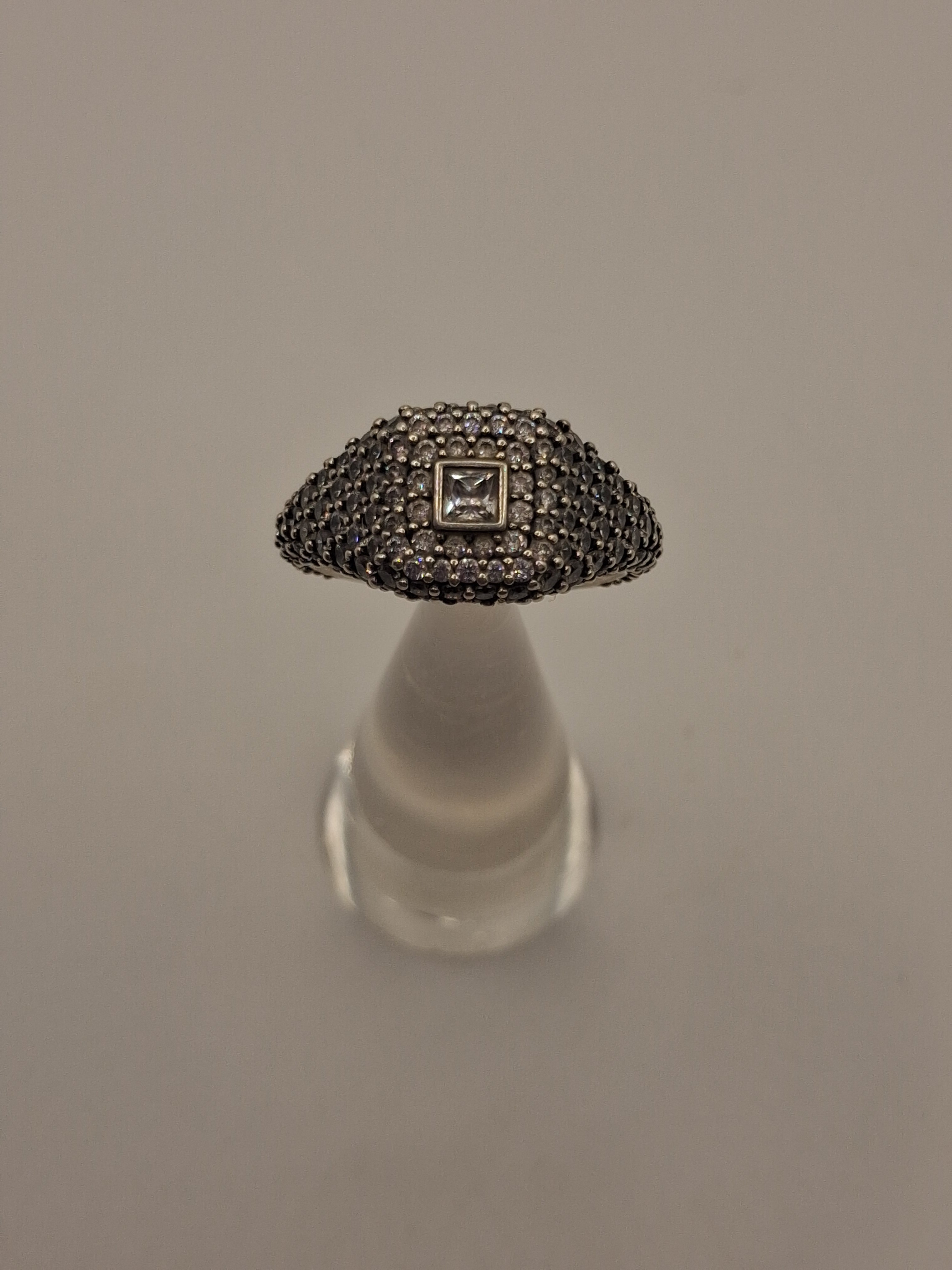 Pandora Pavé Square Cocktail Ring Sterling Silver S925 ALE