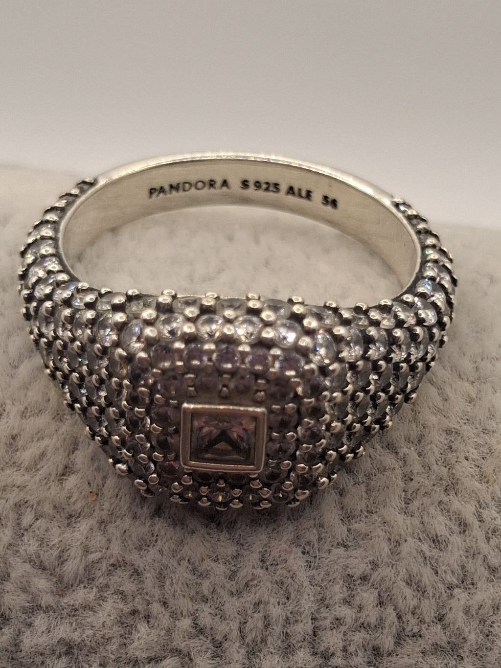 Pandora Pavé Square Cocktail Ring Sterling Silver S925 ALE