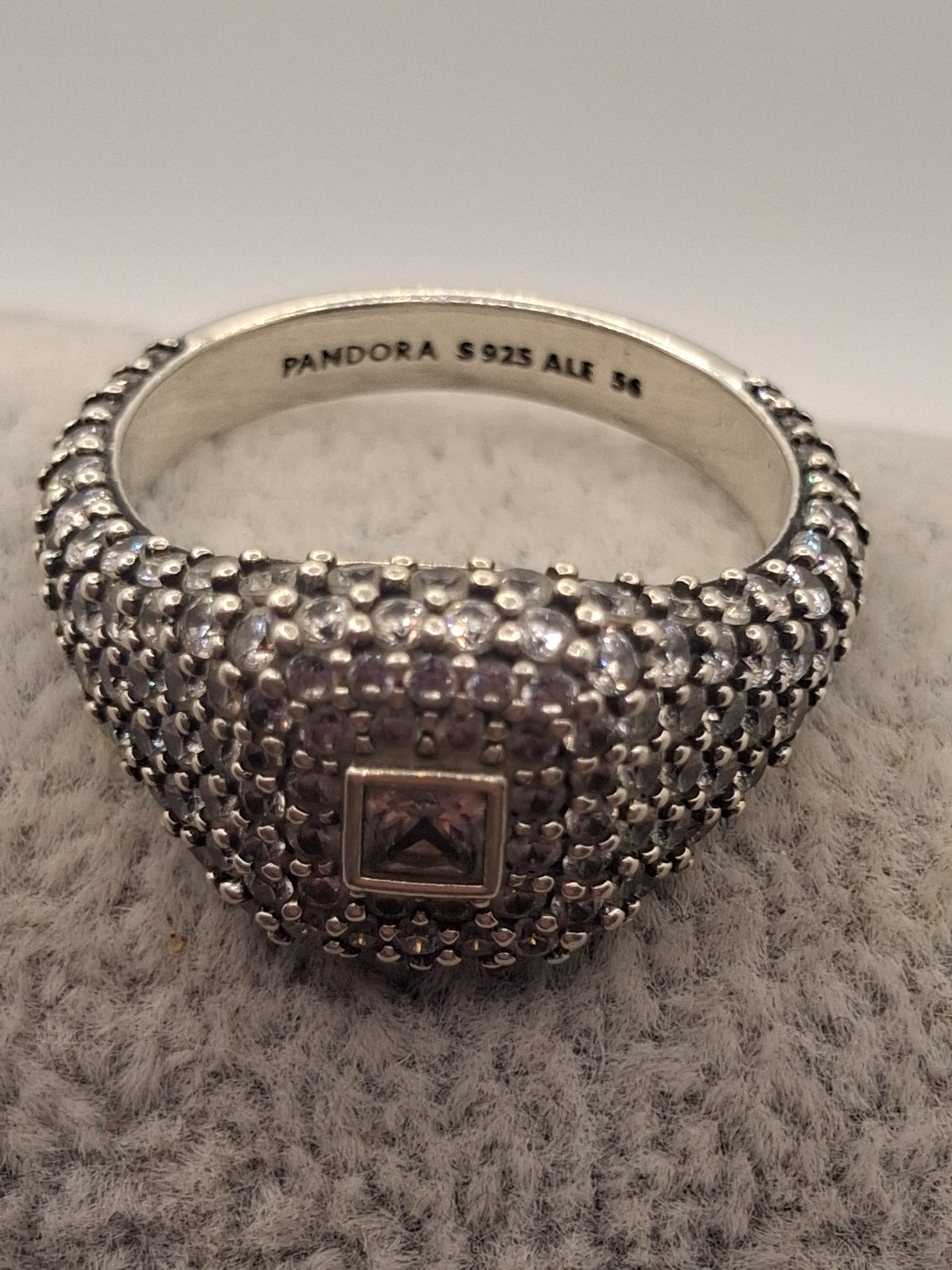 Pandora Pavé Square Cocktail Ring Sterling Silver S925 ALE