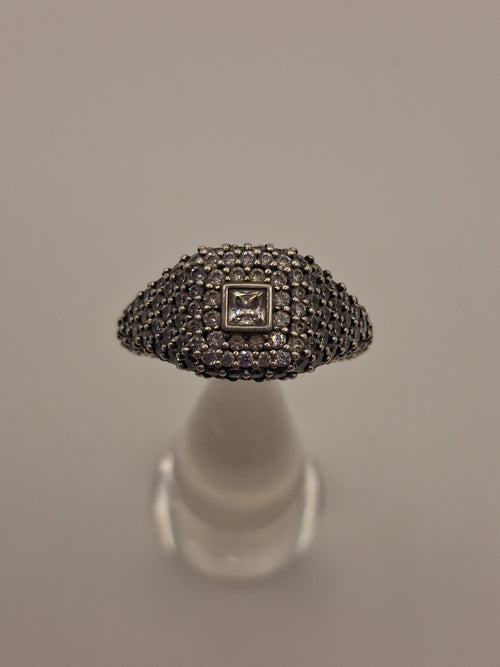 Pandora Pavé Square Cocktail Ring Sterling Silver S925 ALE