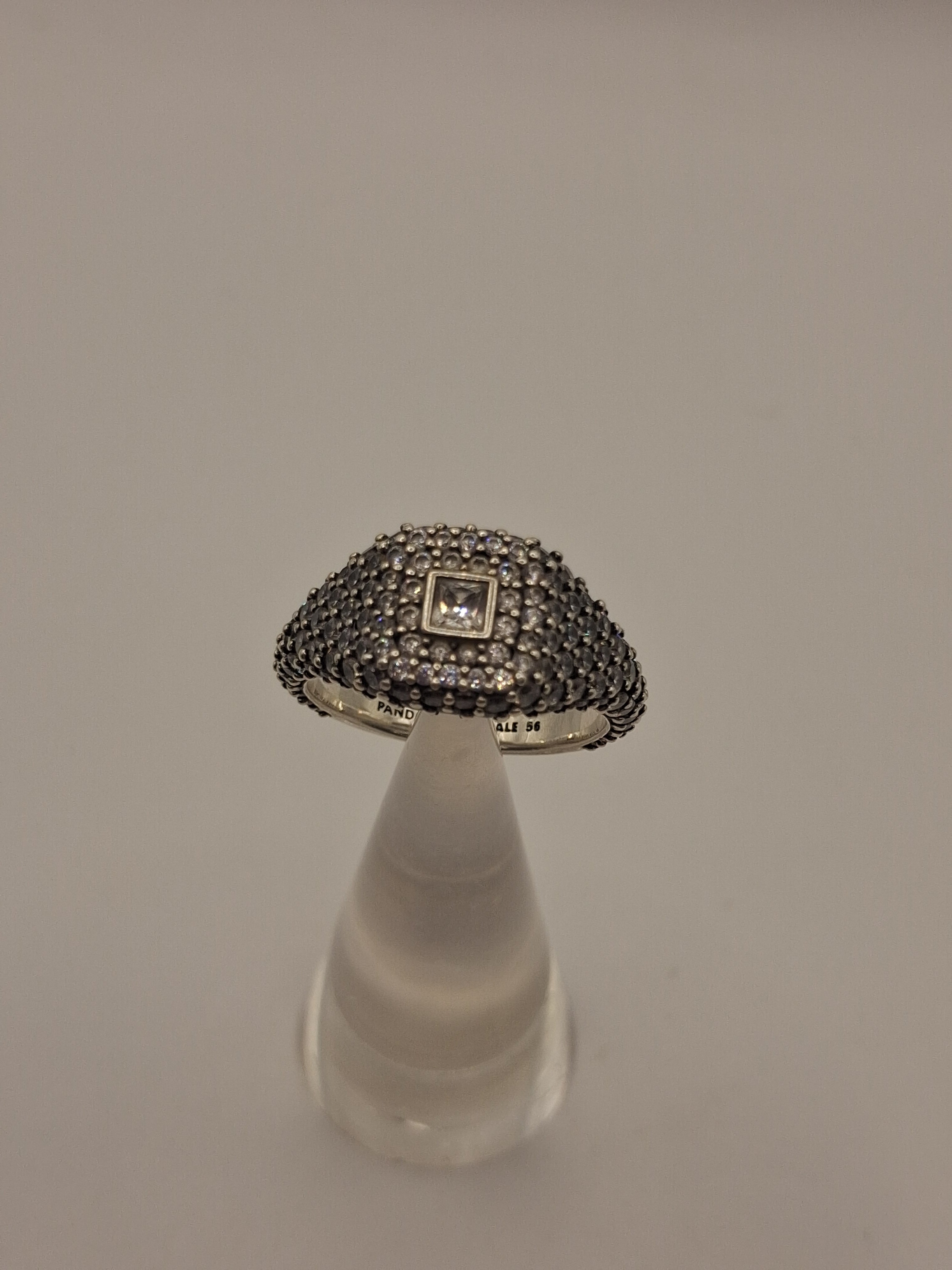Pandora Pavé Square Cocktail Ring Sterling Silver S925 ALE